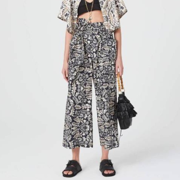 SFIZIO printed cotton poplin paperbag trousers 0
